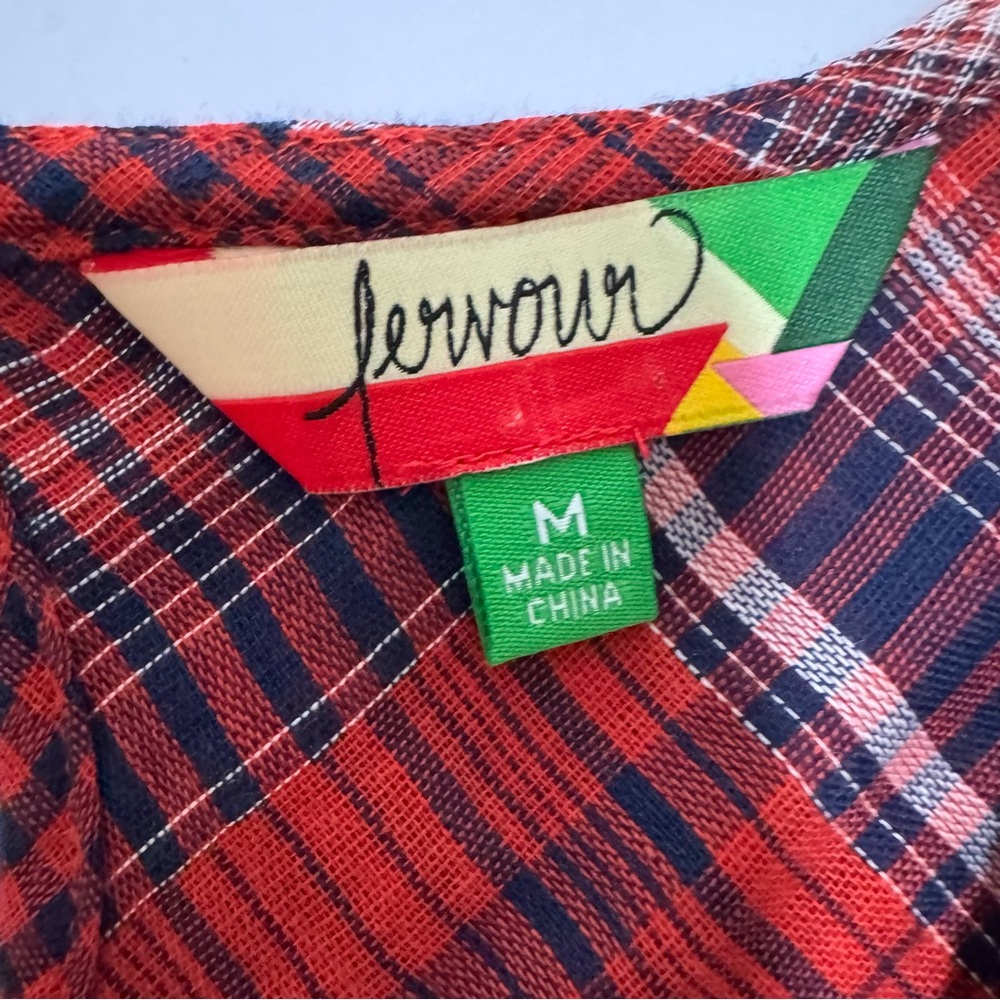 Fervour Patchwork Plaid Peter Pan Collar Sleevele… - image 3